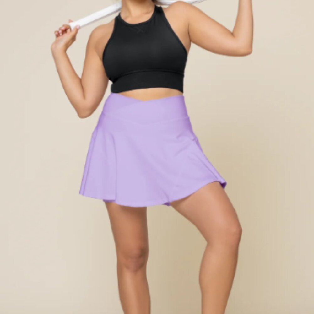 PopFlex Active CrissCross Hourglass Twirl Skirt (Longer) digital lavender small